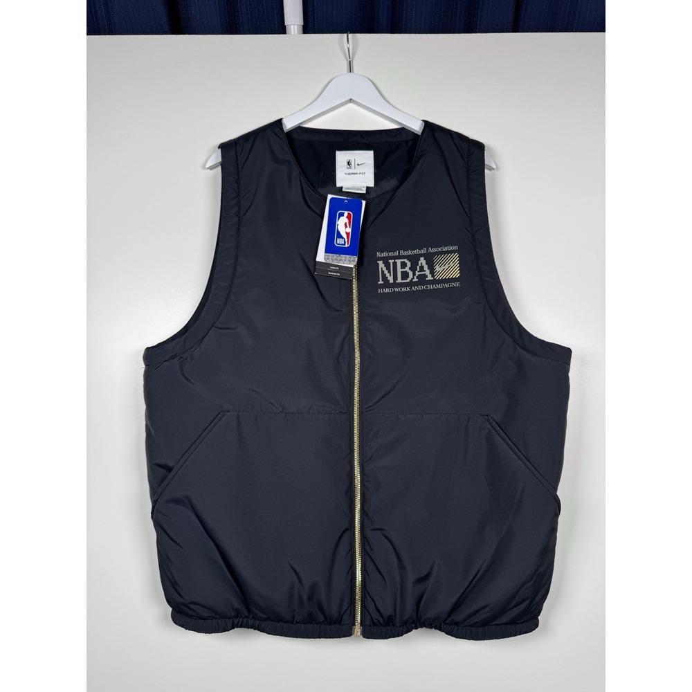 NWT Nike NBA Mens HARD WORK AND CHAMPAGNE Therma-Fit Vest Large Black